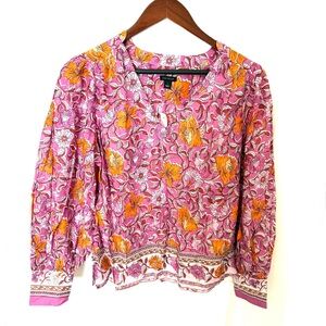 Ann Taylor Floral V Neck Popover Size Small NWT